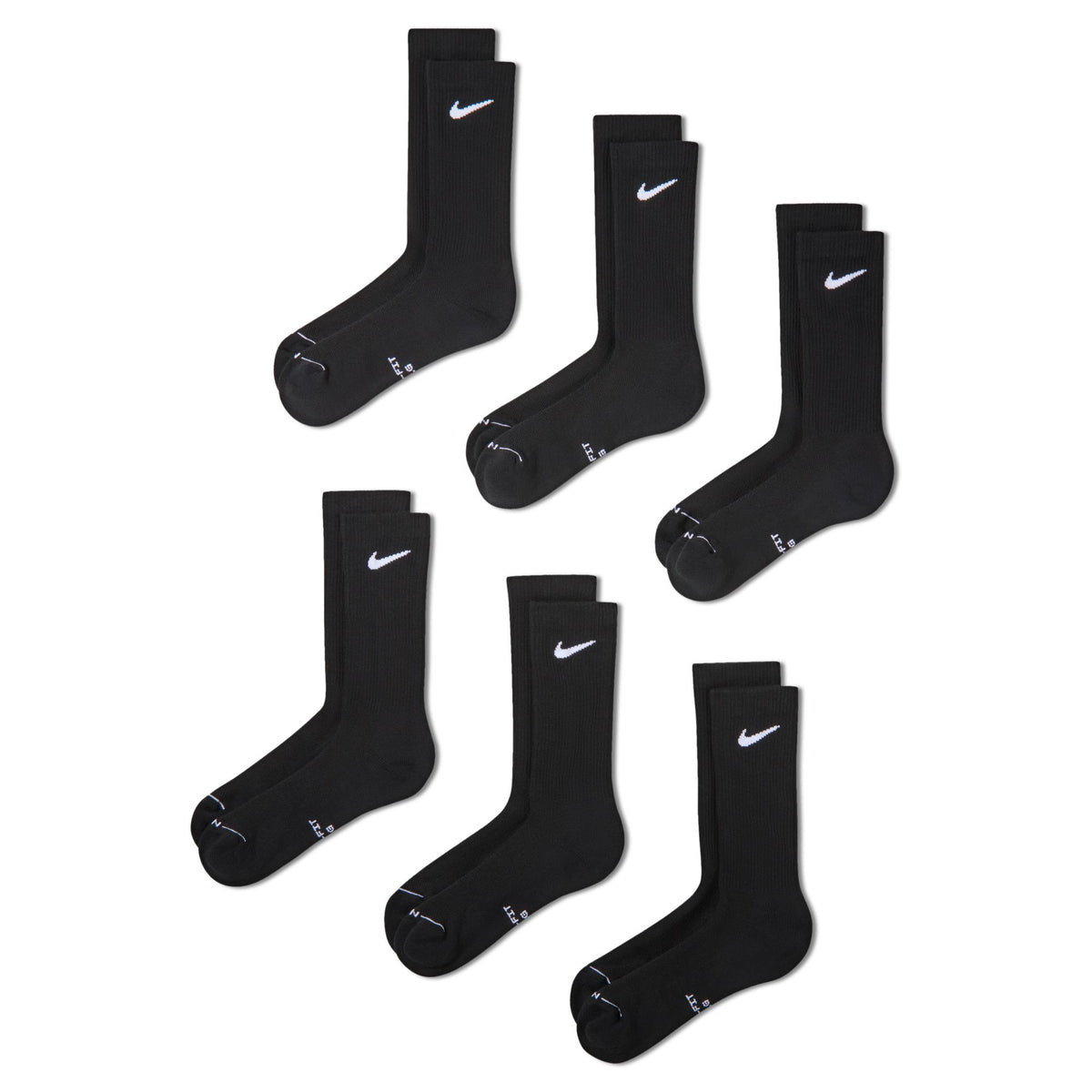 NIKE Socks Everyday 6Pack Black