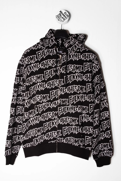 Fucking Awesome Zip Hoodie AOP Stamp black/white